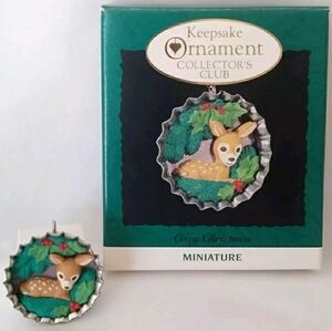 Keepsake Ornament Miniature with Deer Design Santa’s Soda Club 1994